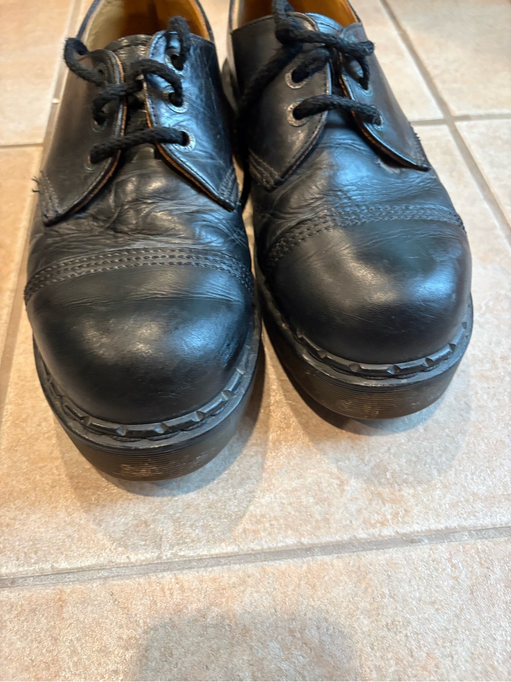 Dr. Martens Black Leather Lace-Up Derbys with Chunky Sole